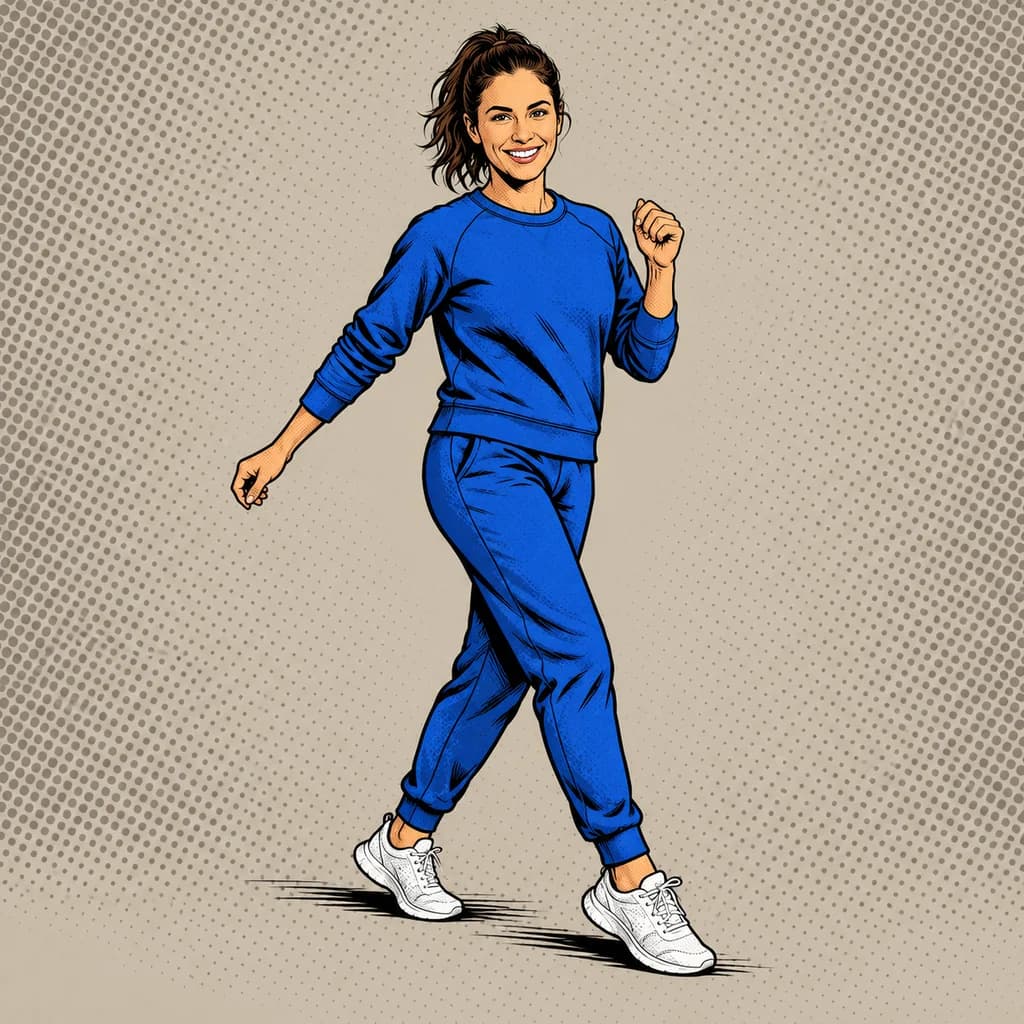 Ritratto sportivo in blu cobalto: foto trasformata in stile Fumetto