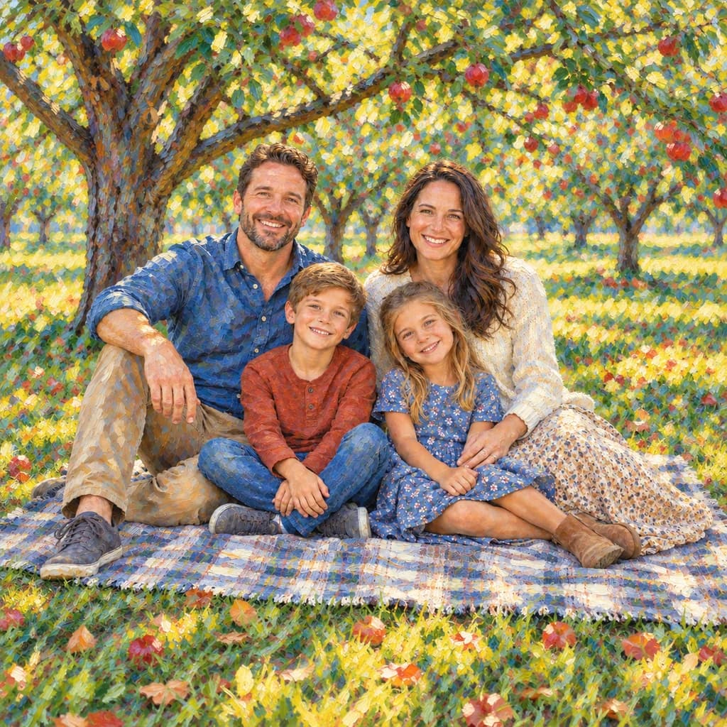 Picnic in famiglia: foto trasformata in stile Impressionismo