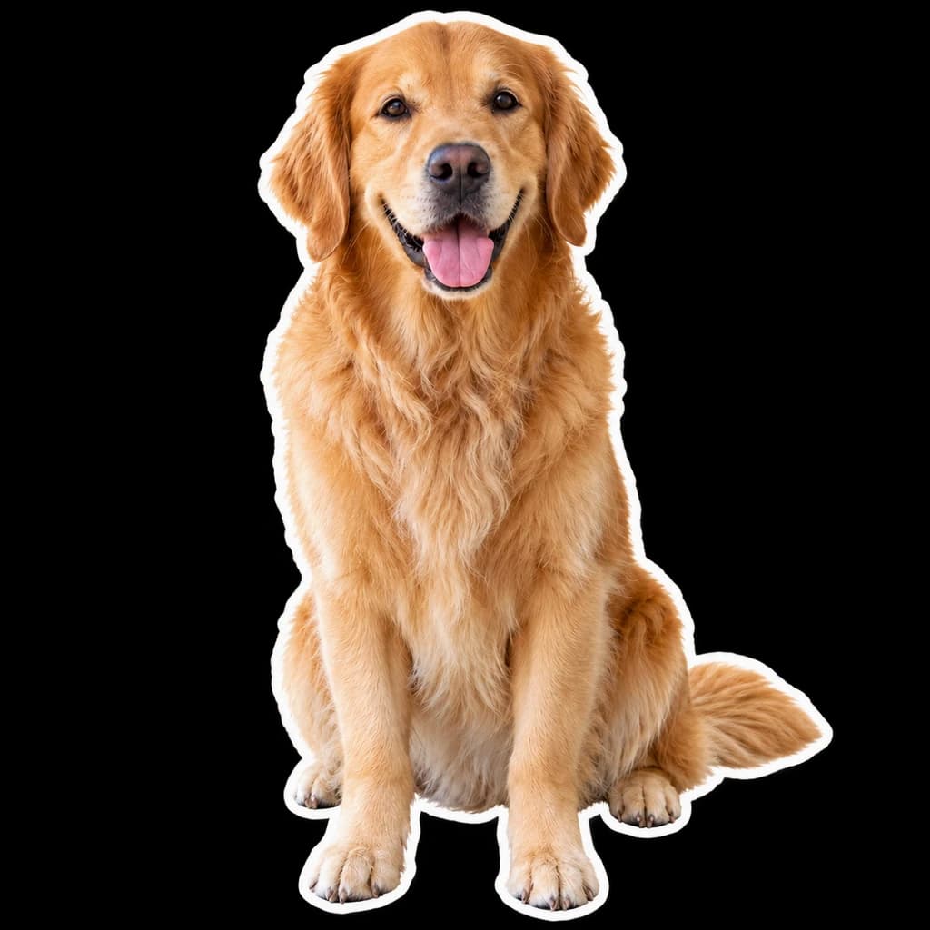 Golden retriever na varanda: foto transformada no estilo Adesivo
