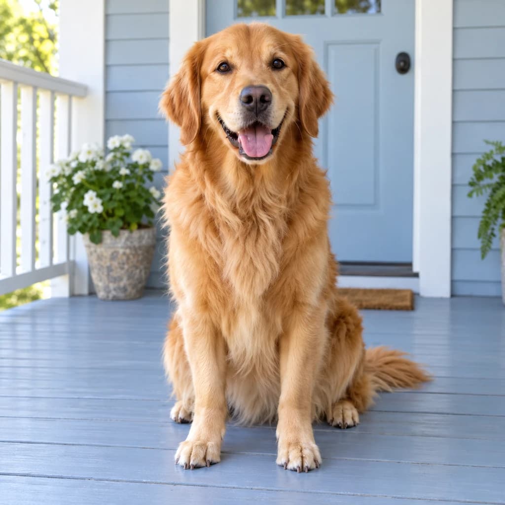 Golden retriever sul portico · Risultato