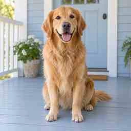 Golden retriever sul portico · Originale